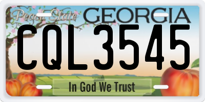 GA license plate CQL3545
