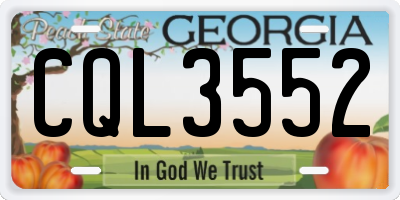 GA license plate CQL3552