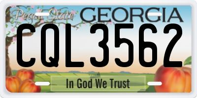 GA license plate CQL3562