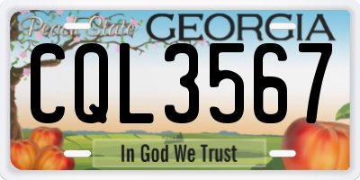 GA license plate CQL3567