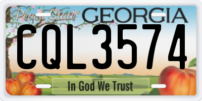 GA license plate CQL3574