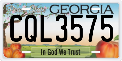 GA license plate CQL3575