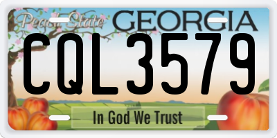 GA license plate CQL3579