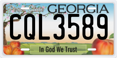 GA license plate CQL3589
