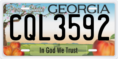 GA license plate CQL3592