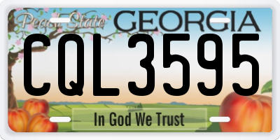 GA license plate CQL3595