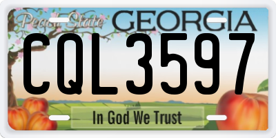 GA license plate CQL3597