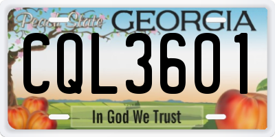 GA license plate CQL3601