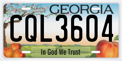 GA license plate CQL3604