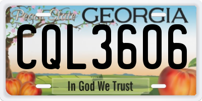 GA license plate CQL3606