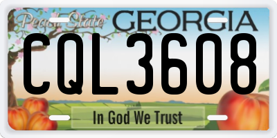 GA license plate CQL3608