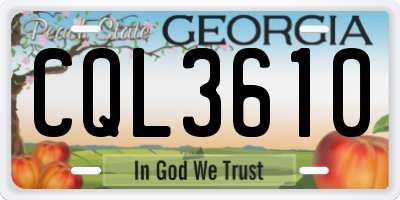 GA license plate CQL3610