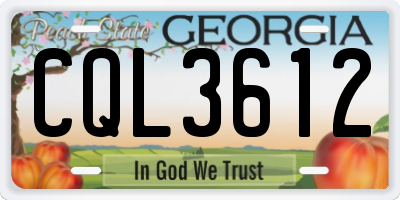 GA license plate CQL3612