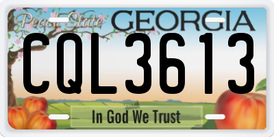 GA license plate CQL3613