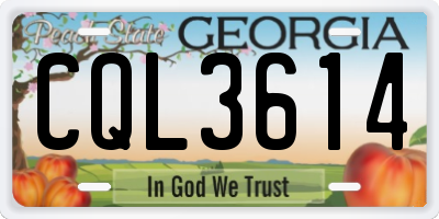 GA license plate CQL3614