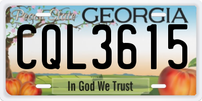 GA license plate CQL3615