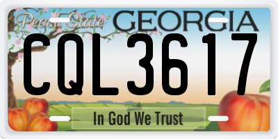 GA license plate CQL3617