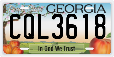 GA license plate CQL3618