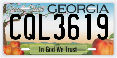 GA license plate CQL3619