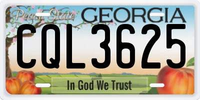 GA license plate CQL3625