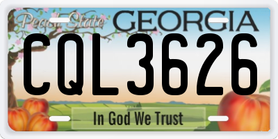 GA license plate CQL3626