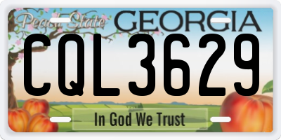 GA license plate CQL3629