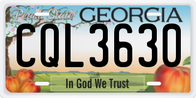 GA license plate CQL3630