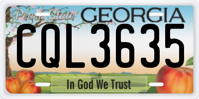 GA license plate CQL3635