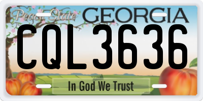 GA license plate CQL3636