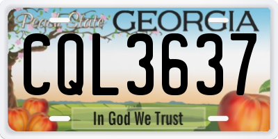 GA license plate CQL3637