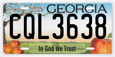 GA license plate CQL3638