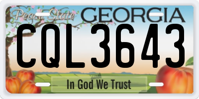 GA license plate CQL3643