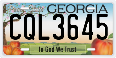 GA license plate CQL3645