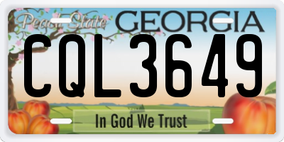 GA license plate CQL3649