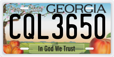 GA license plate CQL3650