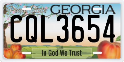 GA license plate CQL3654