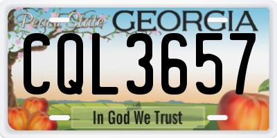 GA license plate CQL3657