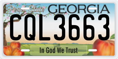 GA license plate CQL3663