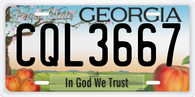 GA license plate CQL3667