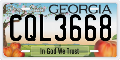 GA license plate CQL3668