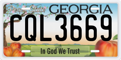 GA license plate CQL3669