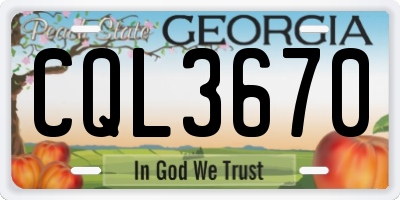 GA license plate CQL3670