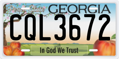 GA license plate CQL3672