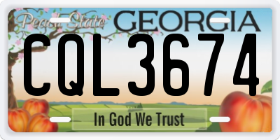GA license plate CQL3674
