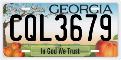 GA license plate CQL3679