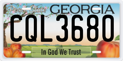 GA license plate CQL3680