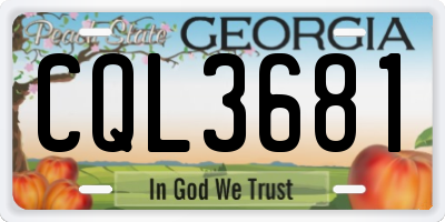 GA license plate CQL3681