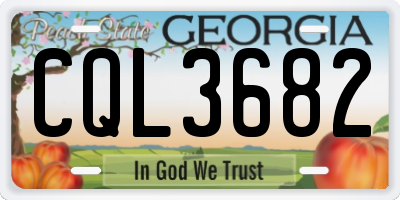 GA license plate CQL3682