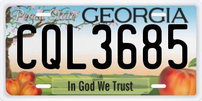GA license plate CQL3685