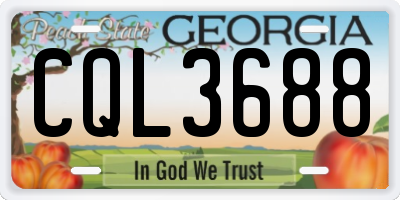 GA license plate CQL3688